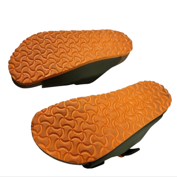 Birkenstock Kids Olive Sandals with Orange Accents - Picture 5 of 11